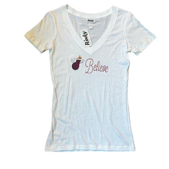 NBA Miami Heat Women’s SM "Believe" Bling Graphic T-shirt NWT - Picture 1 of 5